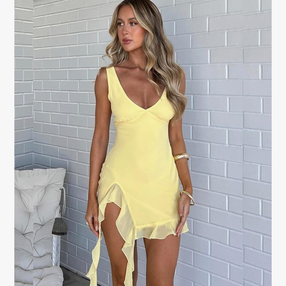 Yellow Mini Mesh Dress